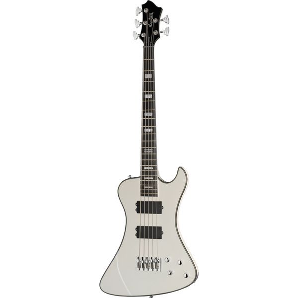 Test av Hagstrom Nekromant 5 White Gloss med passiva humbuckers
